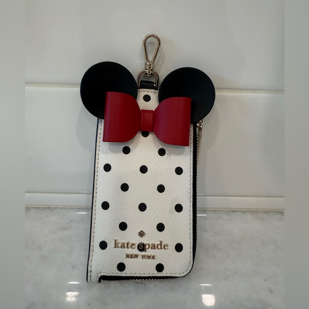 Disney Kate Spade Minnie Mouse Wallet/Lanyard Polka Dot, Mouse Ears & Bow